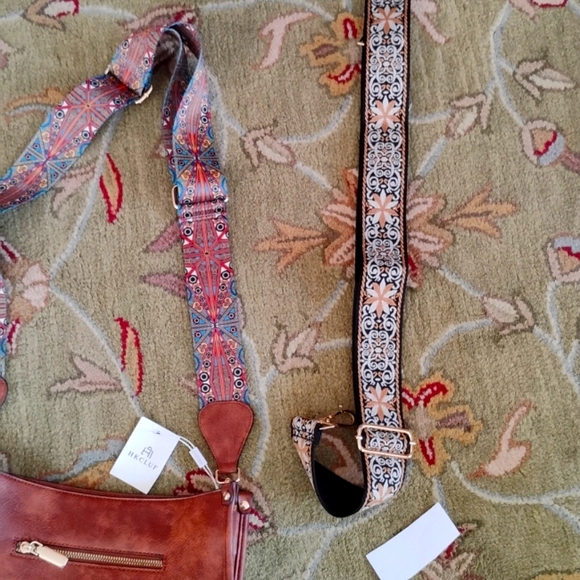 🎸 GUITAR PURSE Strap TURQUOISE & GOLD 🎸 Style Purse Strap  PAIR NWOT - Picture 4 of 16